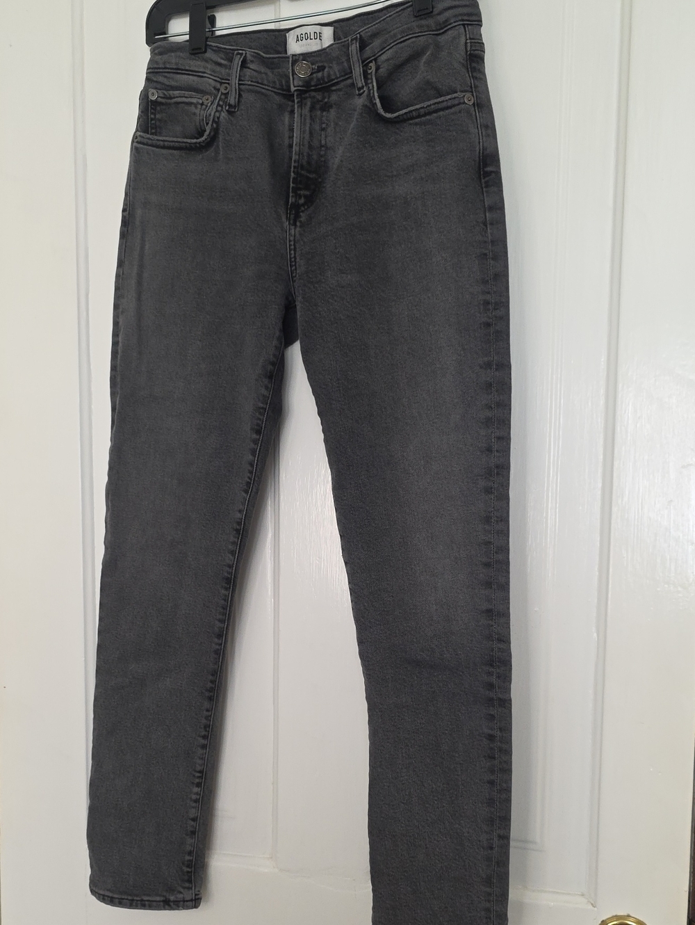 AGOLDE Women's Gray High-Rise Slim Jeans